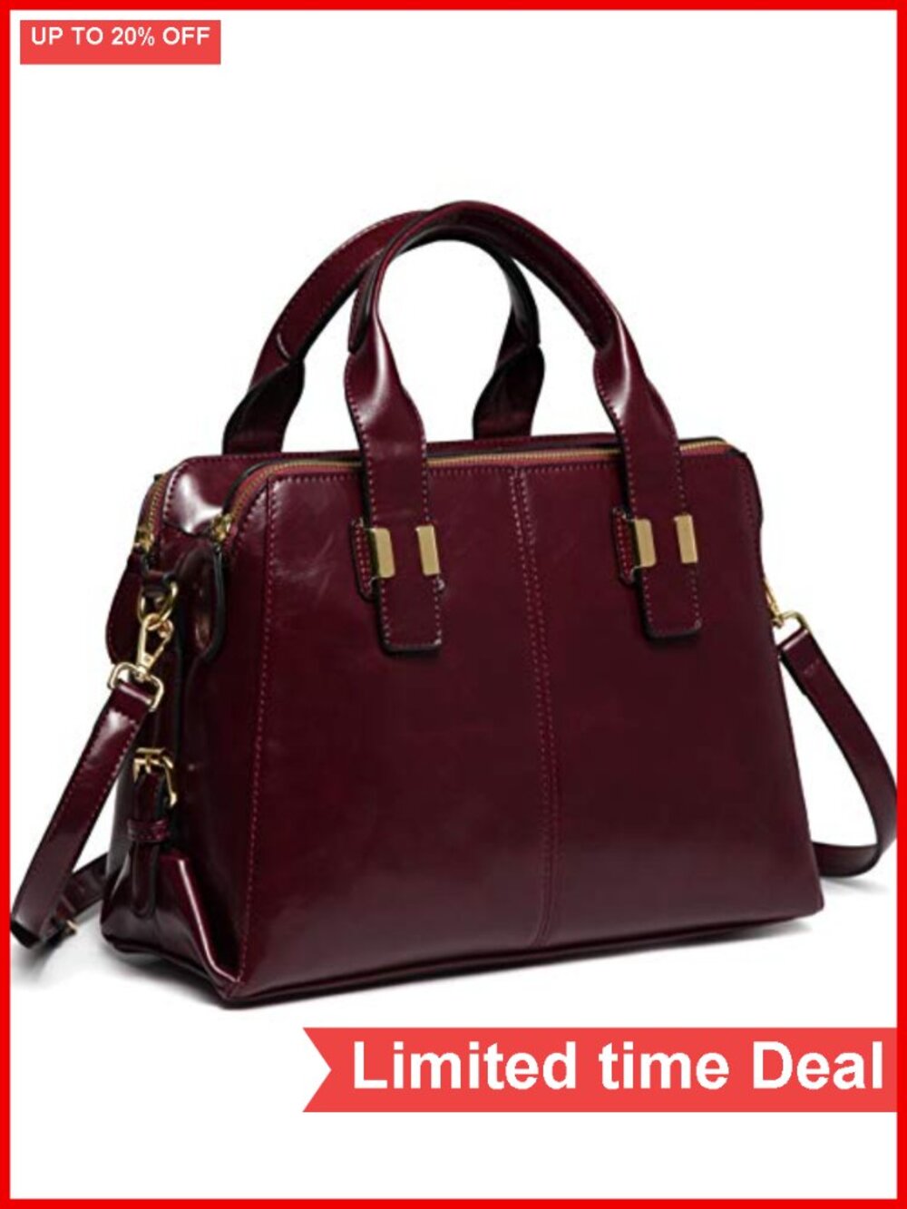 Faux Leather Satchel Bag Women Top Handle Work Tote Purse Triple Compartments